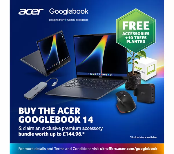 ACER Googlebook 14 en modo portátil y tienda